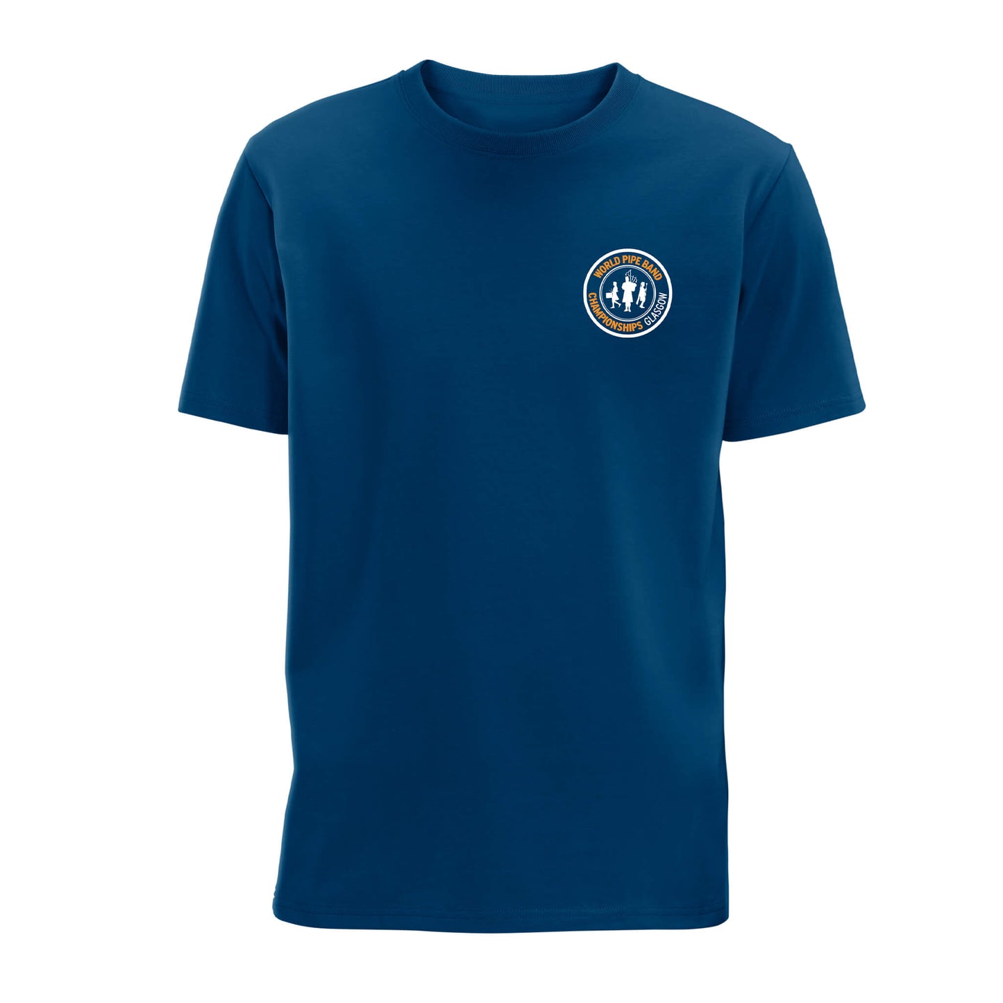 Band Triptych T-Shirt - Mountain Blue - Front View - World Pipe Band Championships