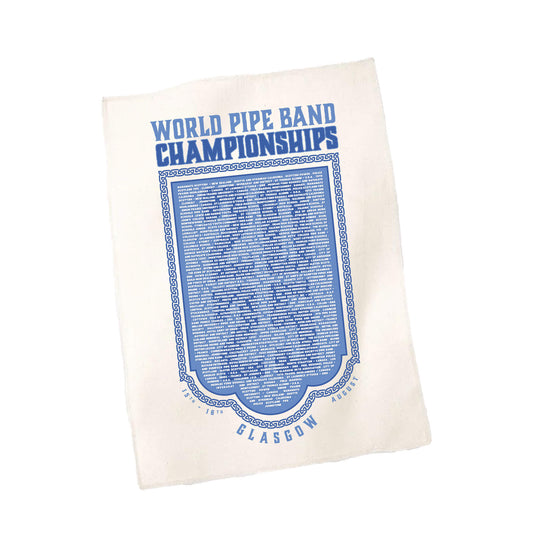 White RSPBA Official Band Names Tea Towel - World Pipe Band Championships