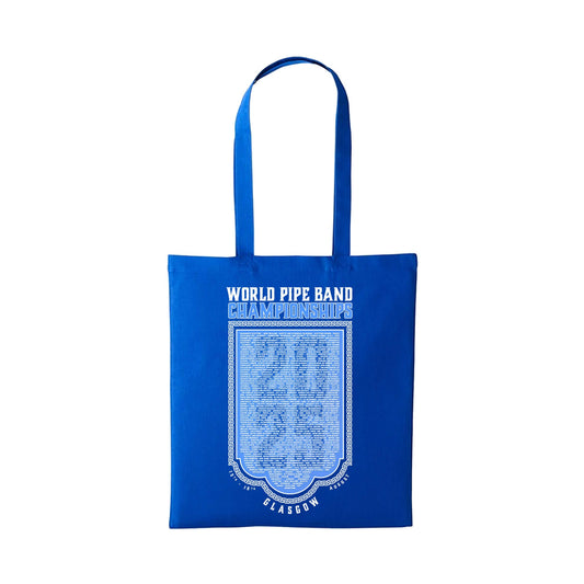 RSPBA Official 2025 Band Names Cotton Shopper in Royal Blue - World Pipe band Championships