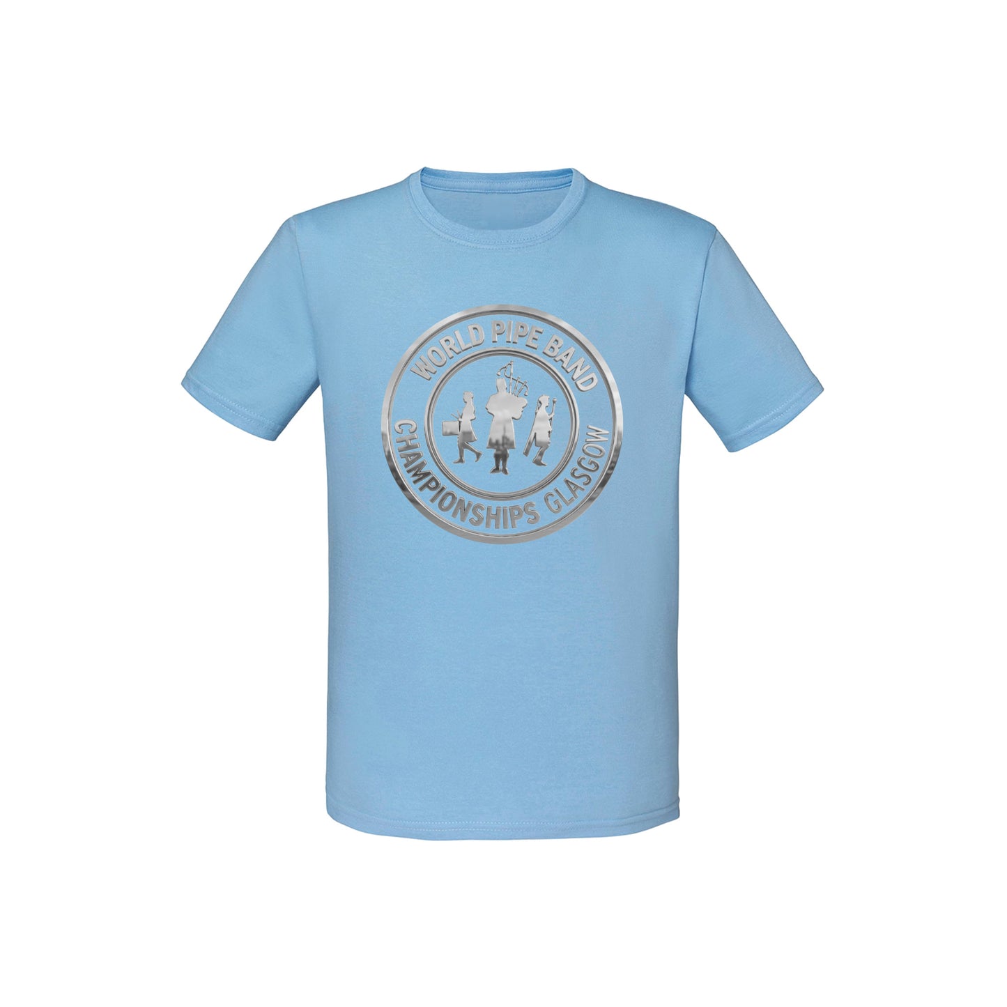 Metallic Logo Organic Cotton Kids T-Shirt - Light Blue