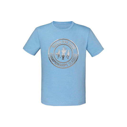 Metallic Logo Organic Cotton Kids T-Shirt - Light Blue