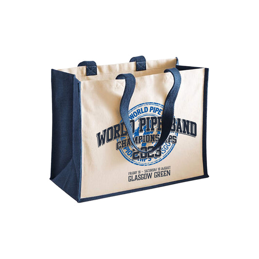 2023 Logo Jute Shopper | Natural/Navy | World Pipe Band Championships