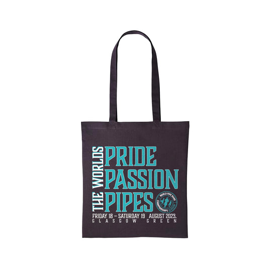 Pride, Passion, Pipes Cotton Shopper | Storm Grey | World Pipe Band Championships