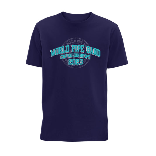 2023 Event T-Shirt | Navy | Front | World Pipe Band Championships
